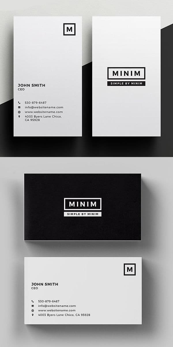 Minimal black and white business card identity design
